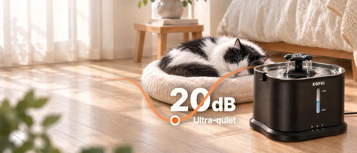 EGFKI quiet cat water fountain for peaceful homes